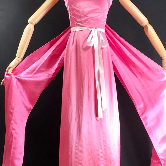 COTILLION PINK formal dress bubblegum silk long ma - Picture 3 of 9